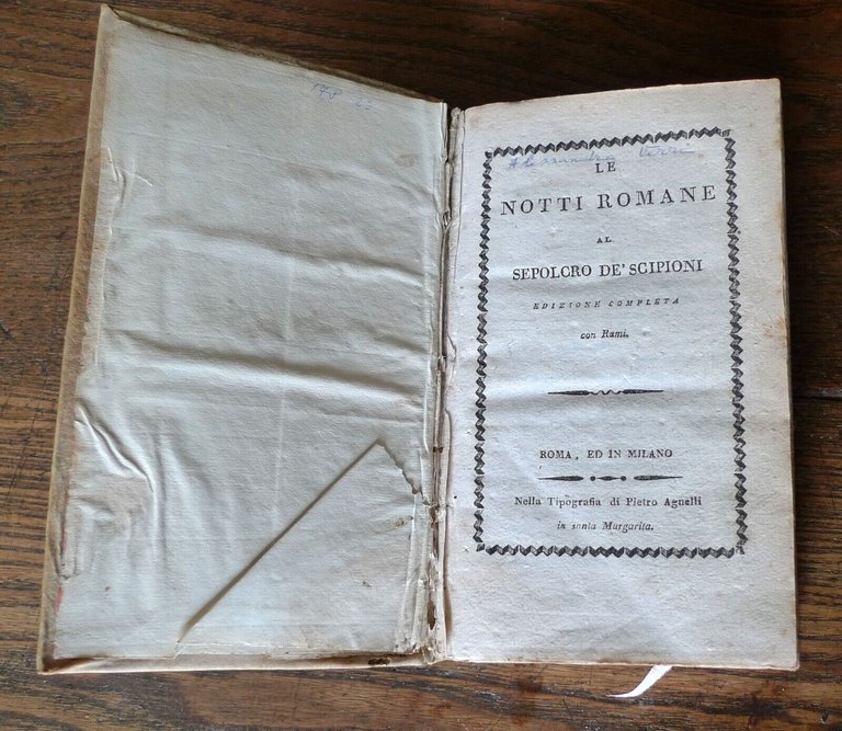 Verri,LE NOTTI ROMANE AL SEPOLCRO DE'SCIPIONI.VOL.II,1806? Pietro Agnelli