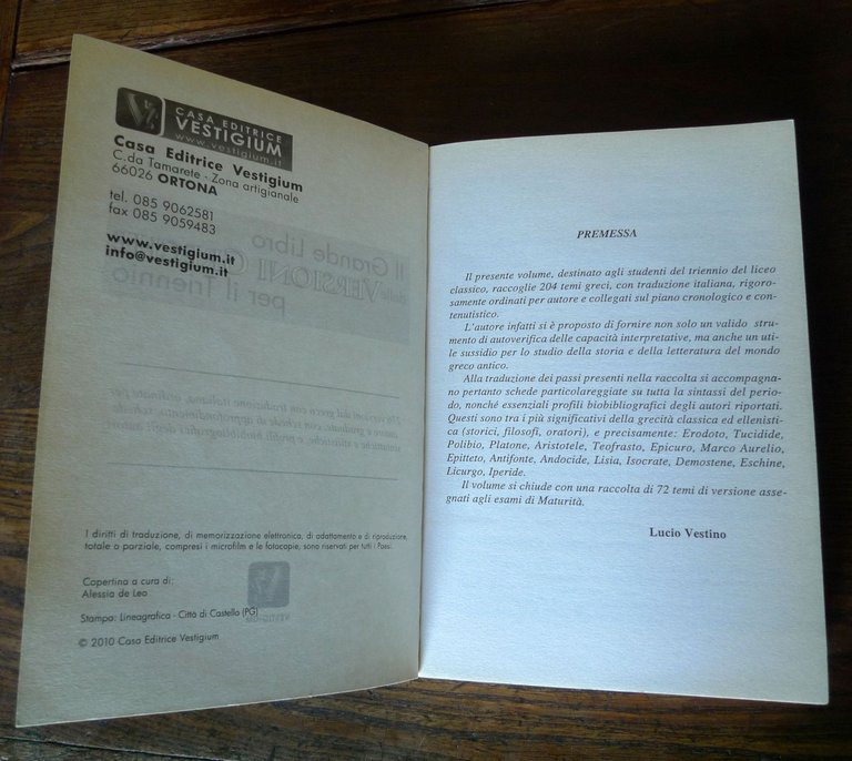 Vestino,IL GRANDE LIBRO DELLE VERSIONI GRECHE PER IL TRIENNIO,2010[manuale,greco | Immagine Gallery 3
