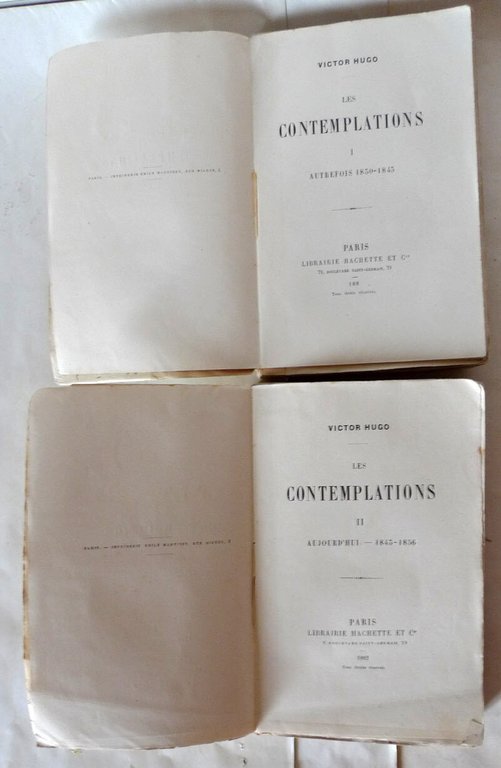 Victor Hugo,LES CONTEMPLATIONS.2 voll.,1882 Hachette[poesia
