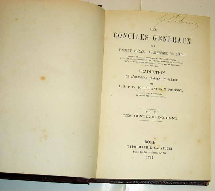 Vincent Tizzani,LES CONCILES GÉNÉRAUX,Salviucci 1867[Concilio Ecumenico,Vaticano
