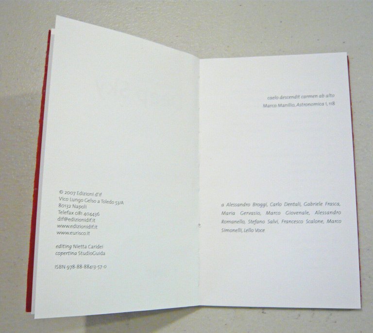 Vincenzo Bagnoli,DEEP SKY,2007 Edizioni D’if[I MIOSOTIS,poesia
