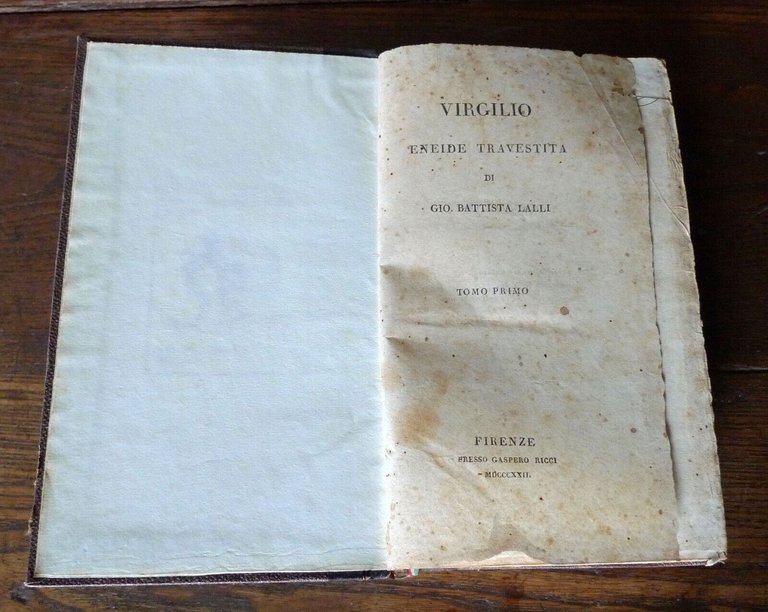 VIRGILIO,ENEIDE TRAVESTITA DI GIO.BATTISTA LALLI,1822 Gaspero Ricci,Firenze
