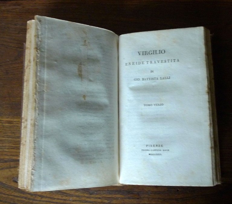 VIRGILIO,ENEIDE TRAVESTITA DI GIO.BATTISTA LALLI,1822 Gaspero Ricci,Firenze