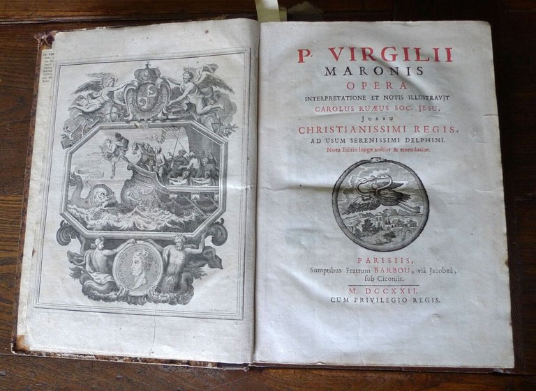 Virgilio,P.VIRGILII MARONIS OPERA,1722 BARBOU+INDEX VOCABULORUM[POESIA LATINA