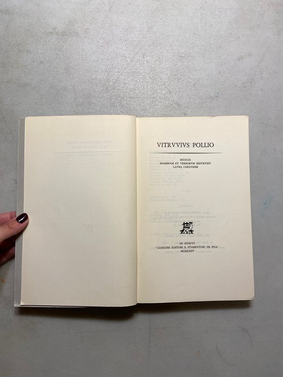 VITRUVIUS POLLIO - DE ARCHITECTURA, Giardini Editore e Stampatori 1975 | Immagine Gallery 2