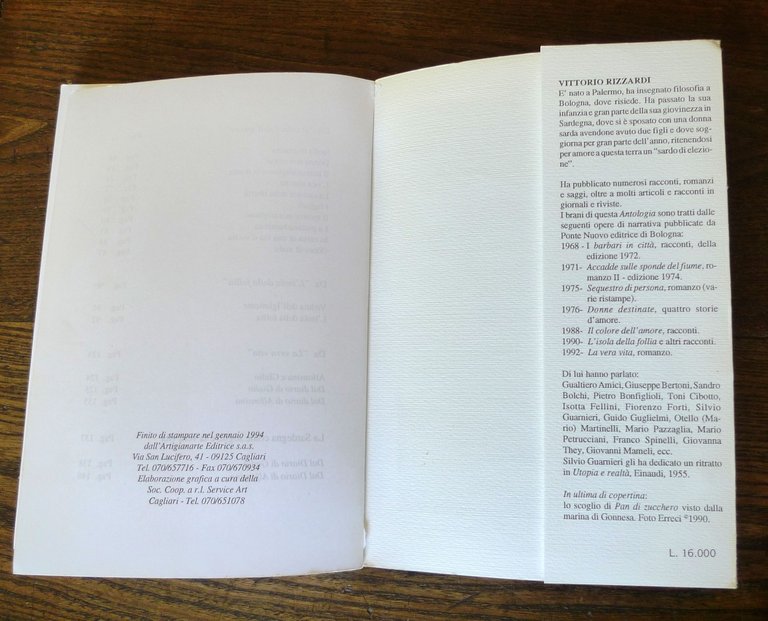 Vittorio Rizzardi,SARDEGNA COME SOGNO.Antologia di racconti e visioni sarde,1994