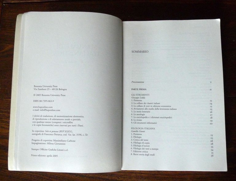 Vittorio Roda,MANUALE DI ITALIANISTICA,2005 Bononia University Press