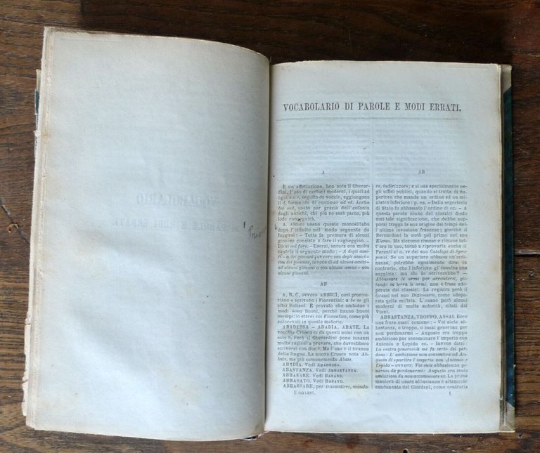 VOCABOLARIO DI PAROLE E MODI ERRATI COMPILATO DA FILIPPO UGOLINI,1861 …