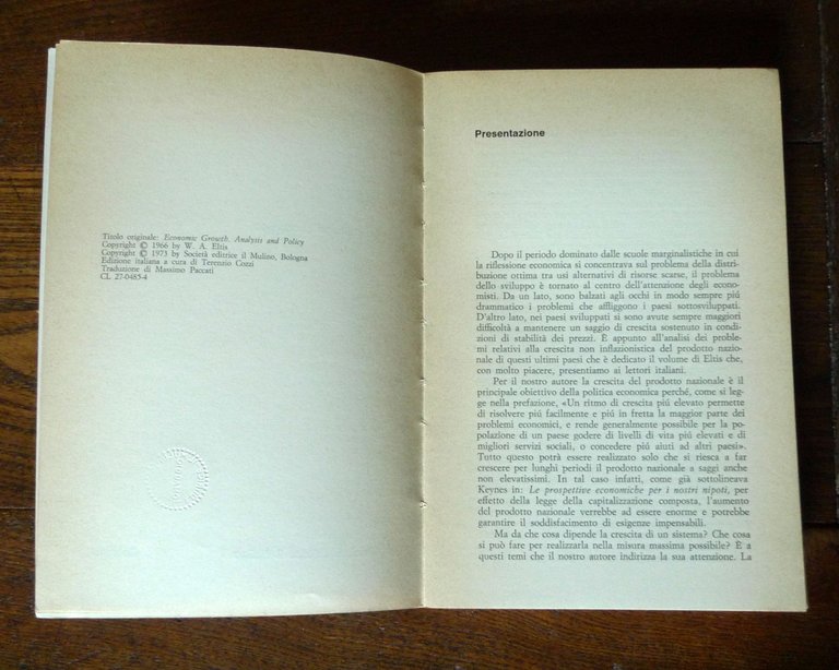 Walter A.Eltis,LO SVILUPPO ECONOMICO,1973 il Mulino[ECONOMIA