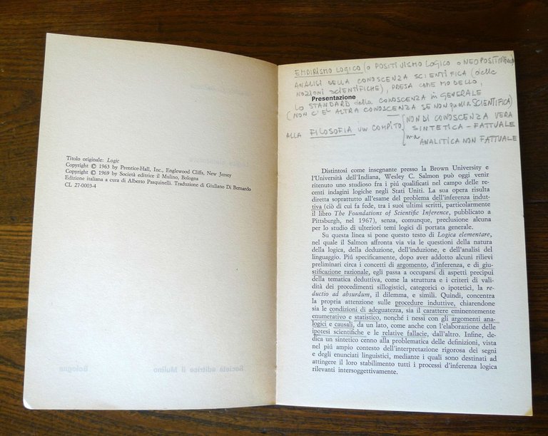 Wesley C.Salmon,LOGICA ELEMENTARE,1969 il Mulino[FILOSOFIA