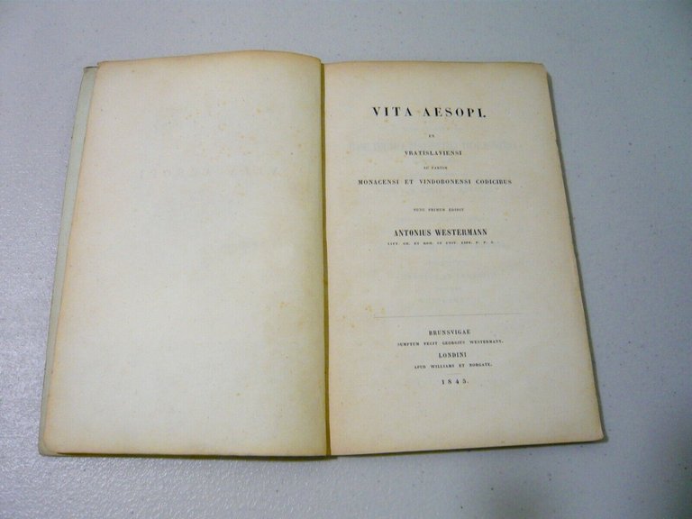 Westermann, VITA AESOPI, Williams et Norgate, London 1845, [Esopo, latino/greco]