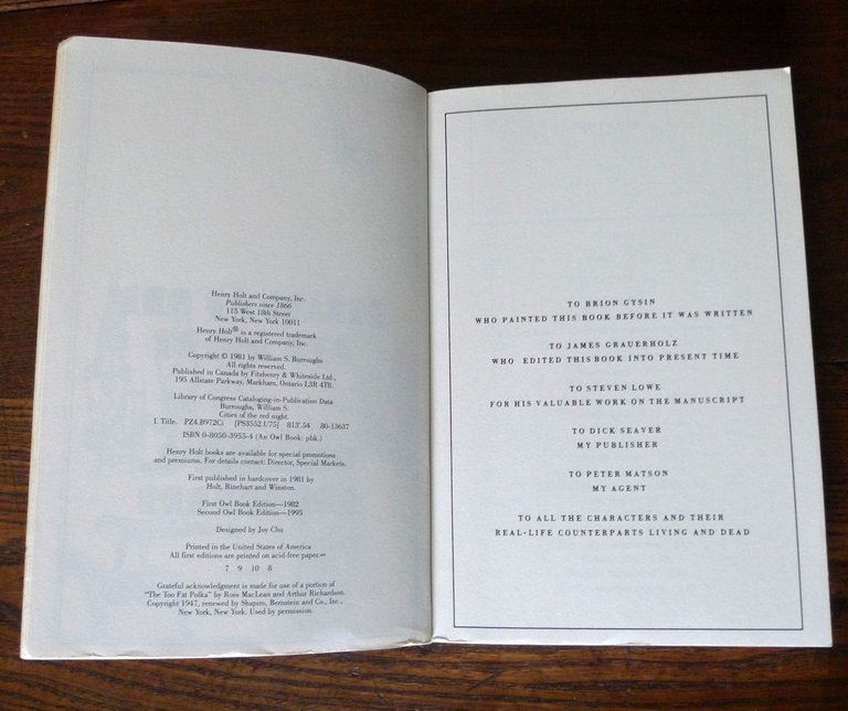 William S. Burroughs,CITIES OF THE RED NIGHT,1995 Henry Holt