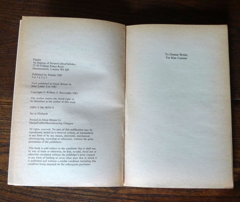 William S.Burroughs,THE PLACE OF DEAD ROADS,1987 Paladin