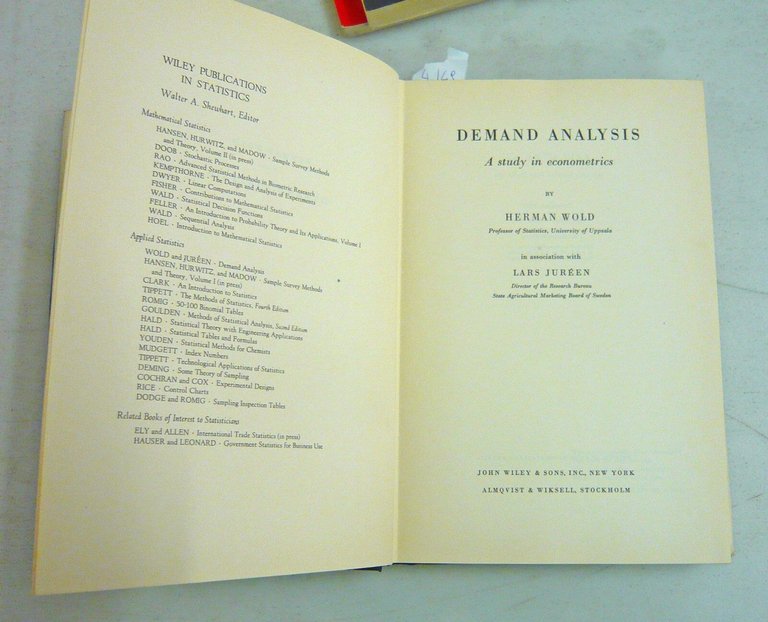 Wold,DEMAND ANALYSIS.A Study in Econometrics,1953 Wiley[statistica,economia