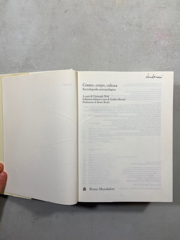 Wulf,COSMO, CORPO E CULTURA Enciclopedia antropologica,Bruno Mondadori 2002