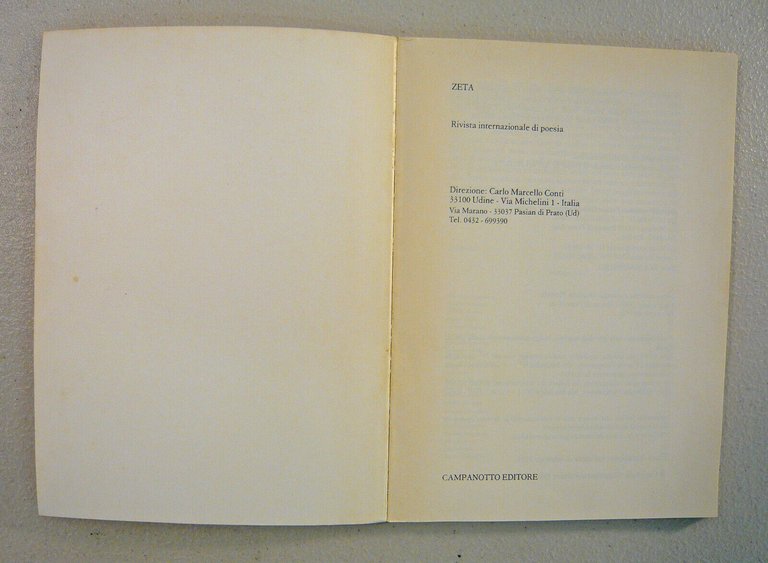 ZETA N.3/4 1985.Rivista internazionale di poesia[Valsher-Totino,Pignotti