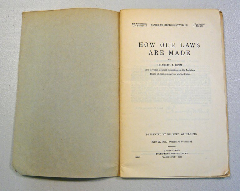 Zinn,HOW OUR LAWS ARE MADE,1953[diritto USA,leggi