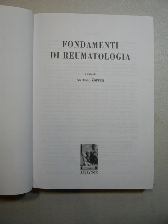 Zoppini,FONDAMENTI DI REUMATOLOGIA,Aracne editrice, Roma, Ottobre 1996