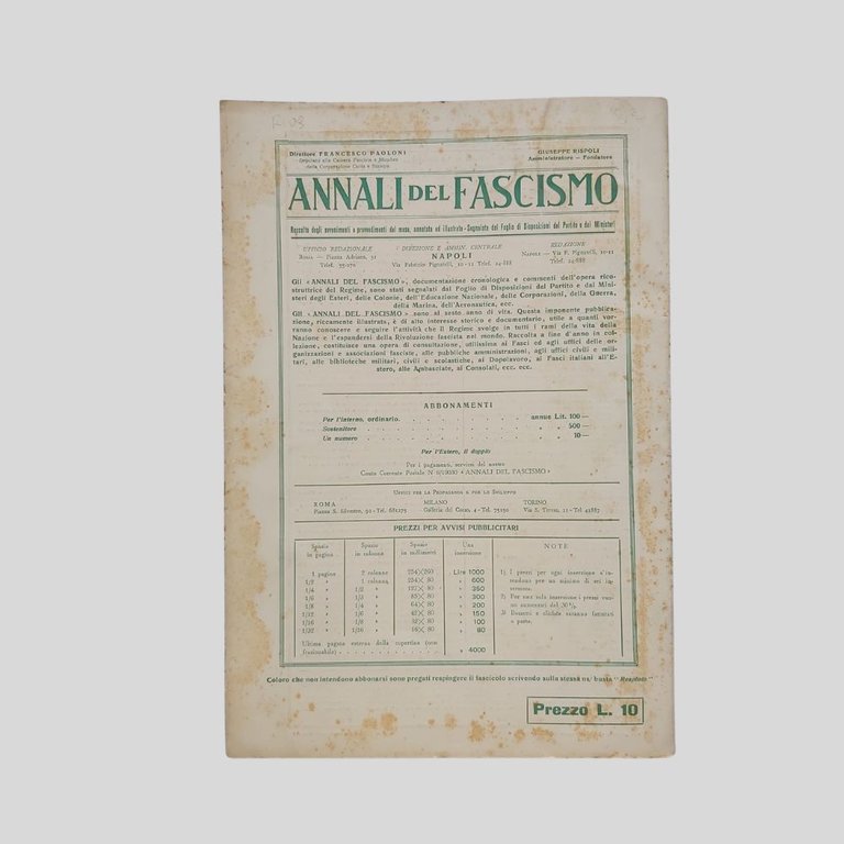 Annali del Fascismo. Rassegna cronistorica degli avvenimenti e provvedimenti del …