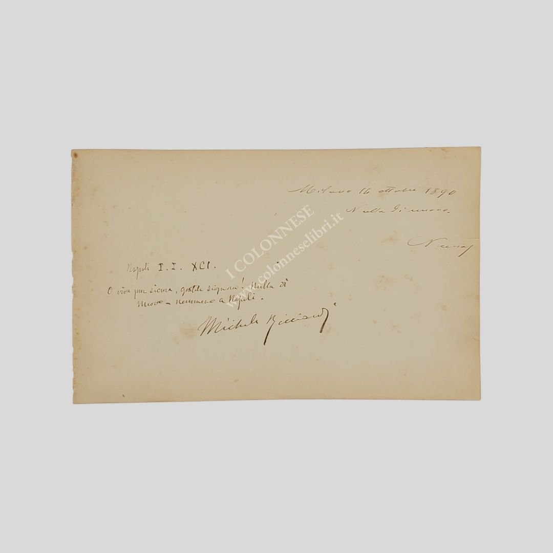 Breve pensiero autografo firmato, datato “Milano, 14 ottobre 1890”.