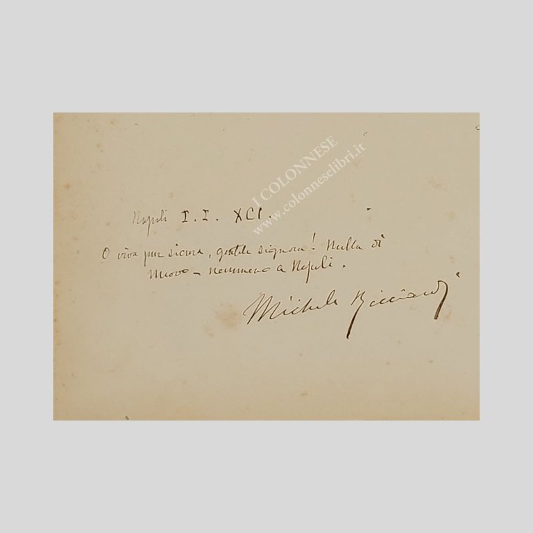Breve pensiero autografo firmato, datato “Milano, 14 ottobre 1890”.