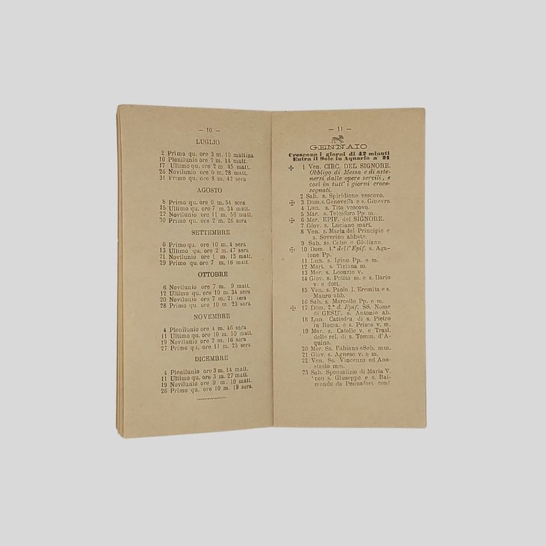 Calendario per l’anno bisestile 1892. Trentaduesimo del Regno d’Italia.