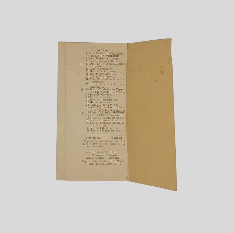 Calendario per l’anno bisestile 1892. Trentaduesimo del Regno d’Italia.