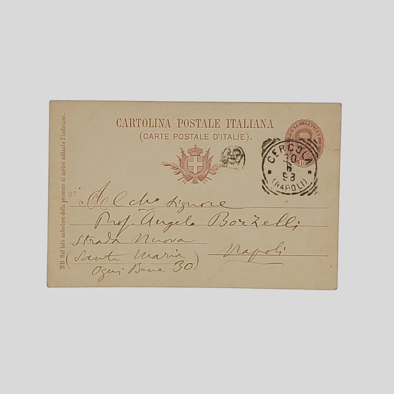 Cartolina autografa firmata inviata al letterato Angelo Borzelli, datata '30 …