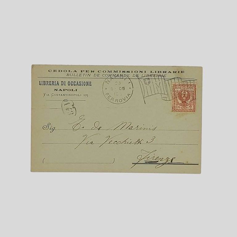 Cartolina commerciale autografa non firmata. Indirizzata al bibliofilo e libraio …