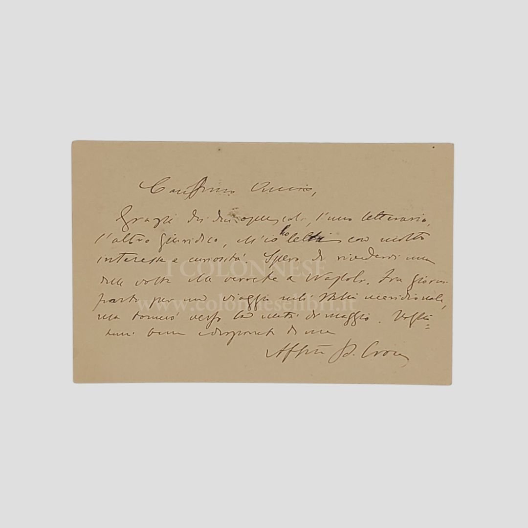 Cartolina postale autografa firmata indirizzata a Gaetano Amalfi “Pretore a …