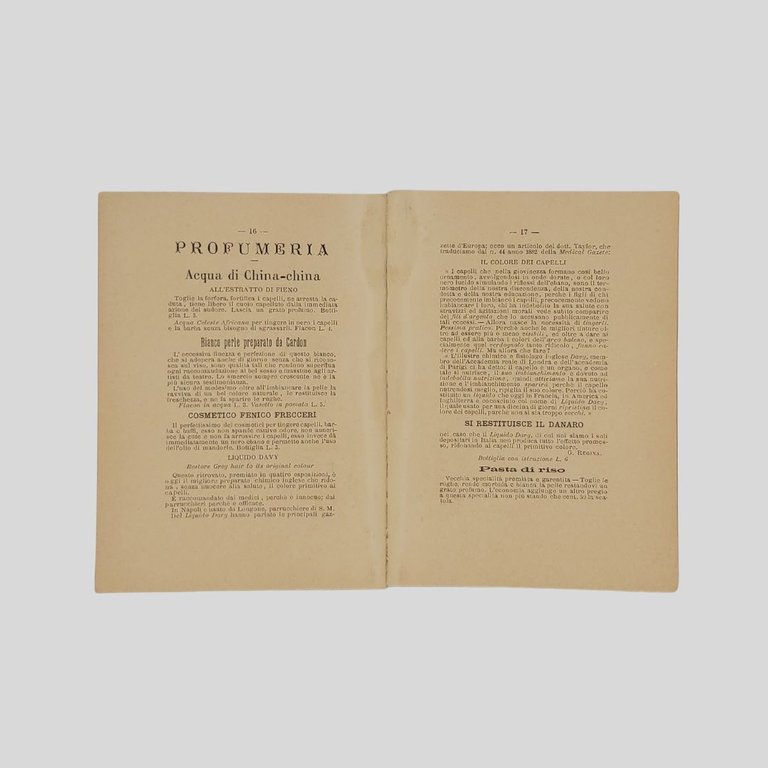 Catalogo di specialità. Vendibili presso G. Regina.