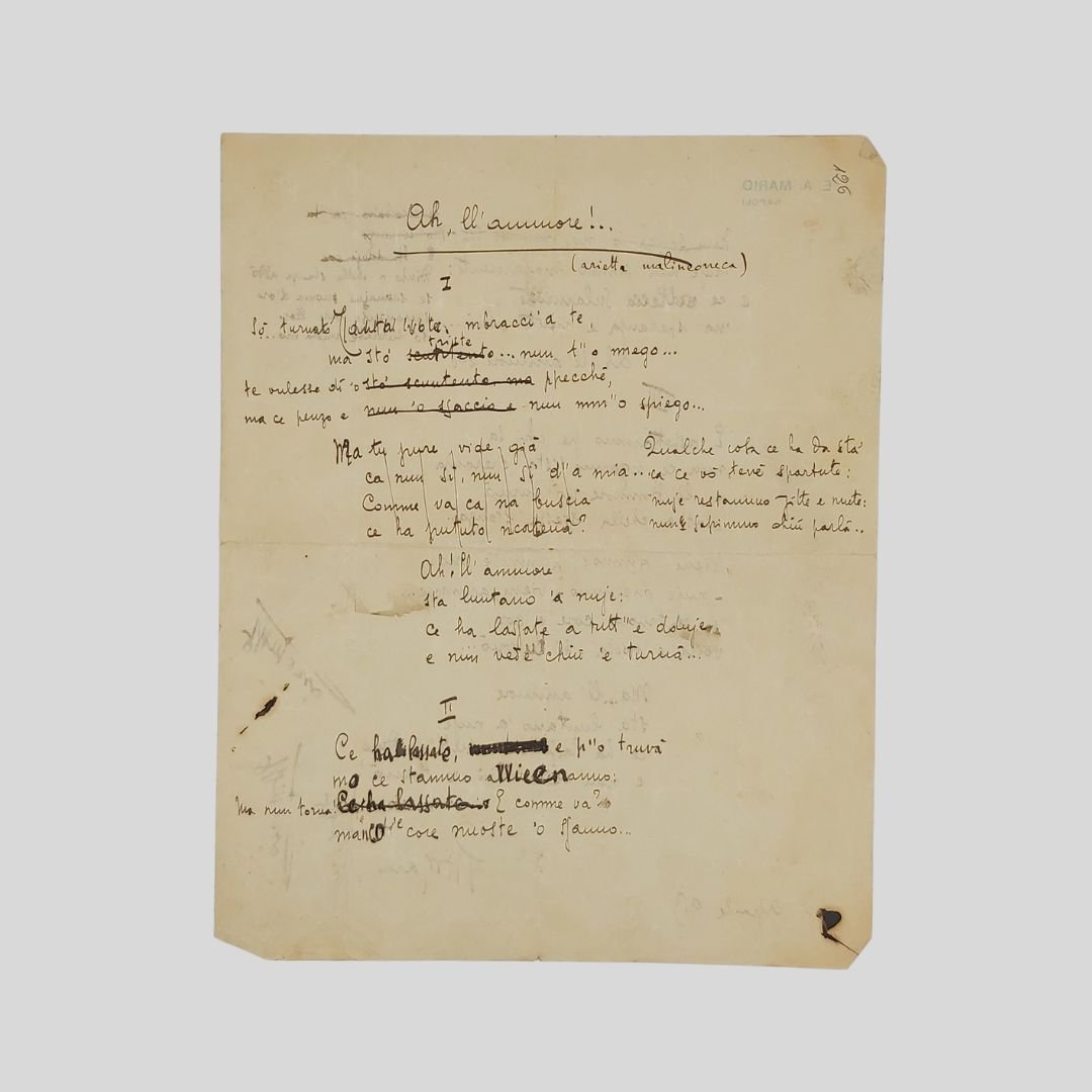 Componimento autografo manoscritto e firmato