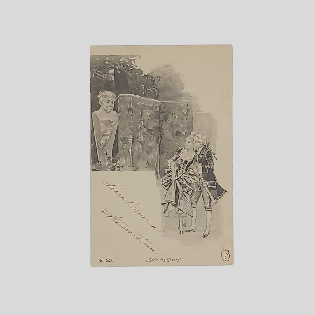 Coppia di innamorati. Cartolina originale. "Serie des Graces".