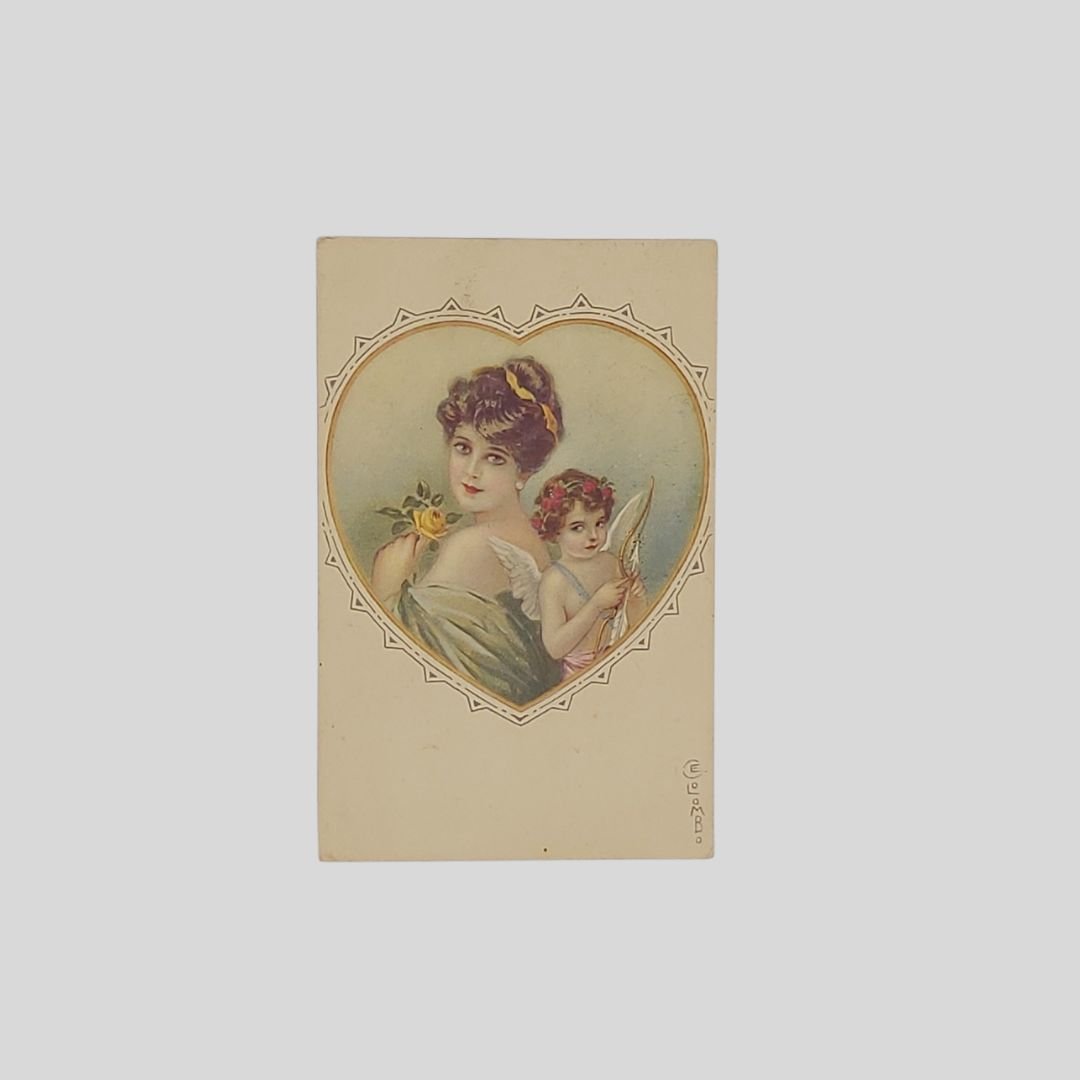 Donna con Cupido. Art Deco.
