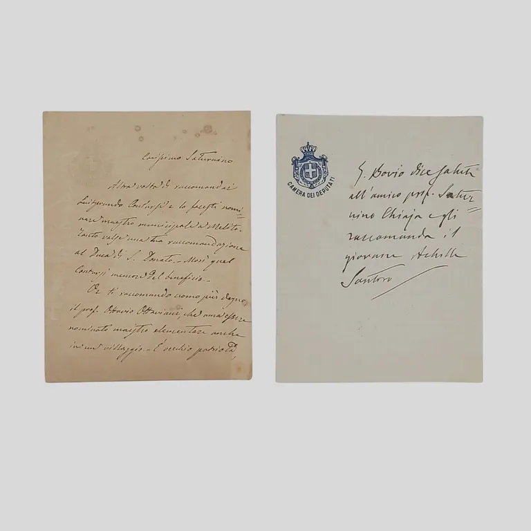 Due lettere autografe firmate. Entrambe con intestazione "Camera dei deputati".