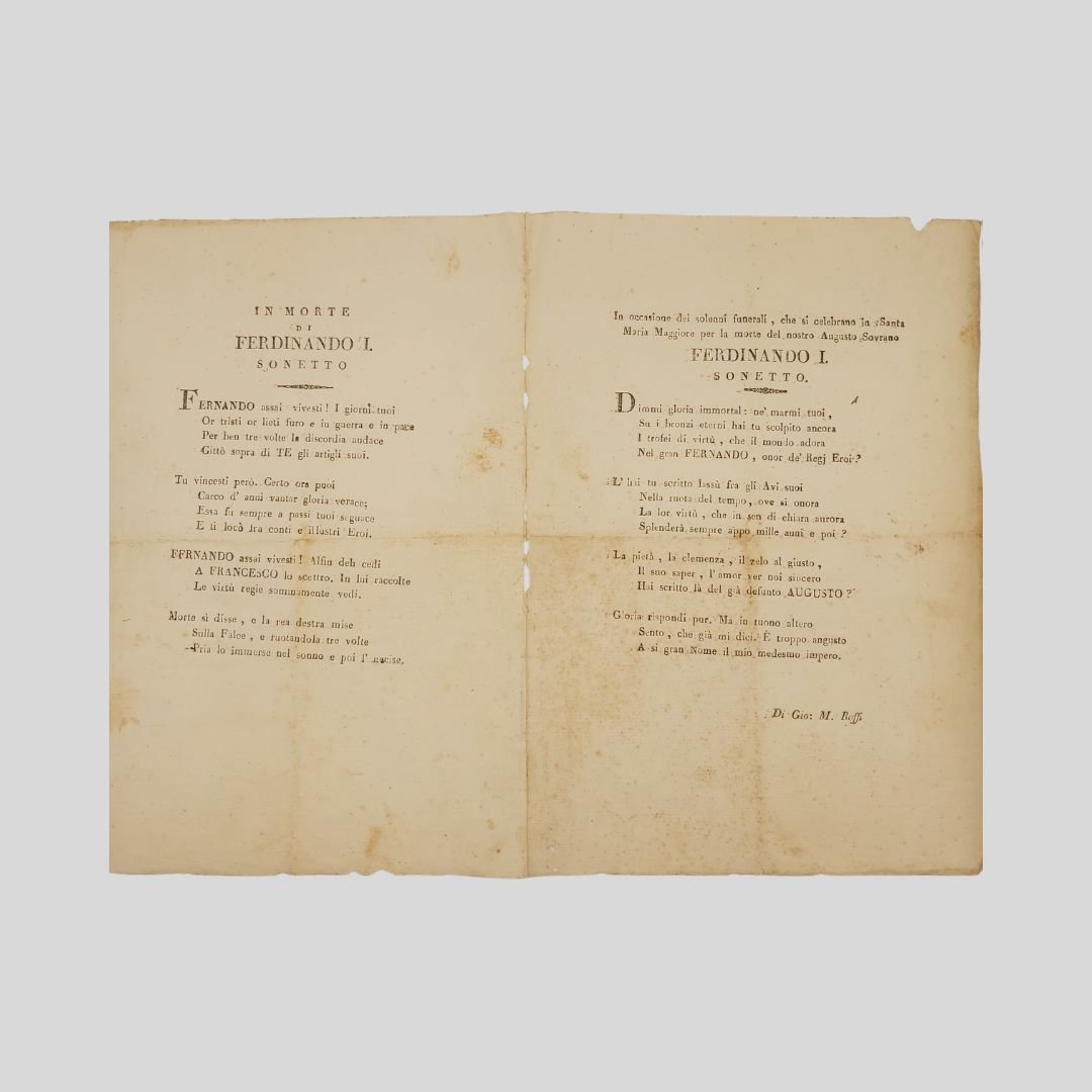 Ferdinando I delle Due Sicilie. Sonetti. | Immagine principale
