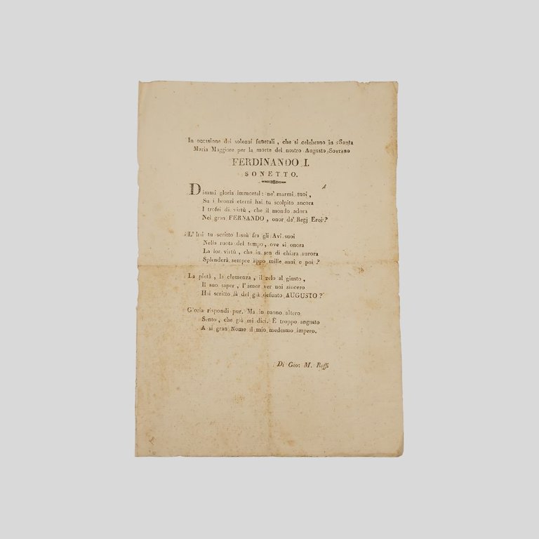 Ferdinando I delle Due Sicilie. Sonetti. | Immagine Gallery 2