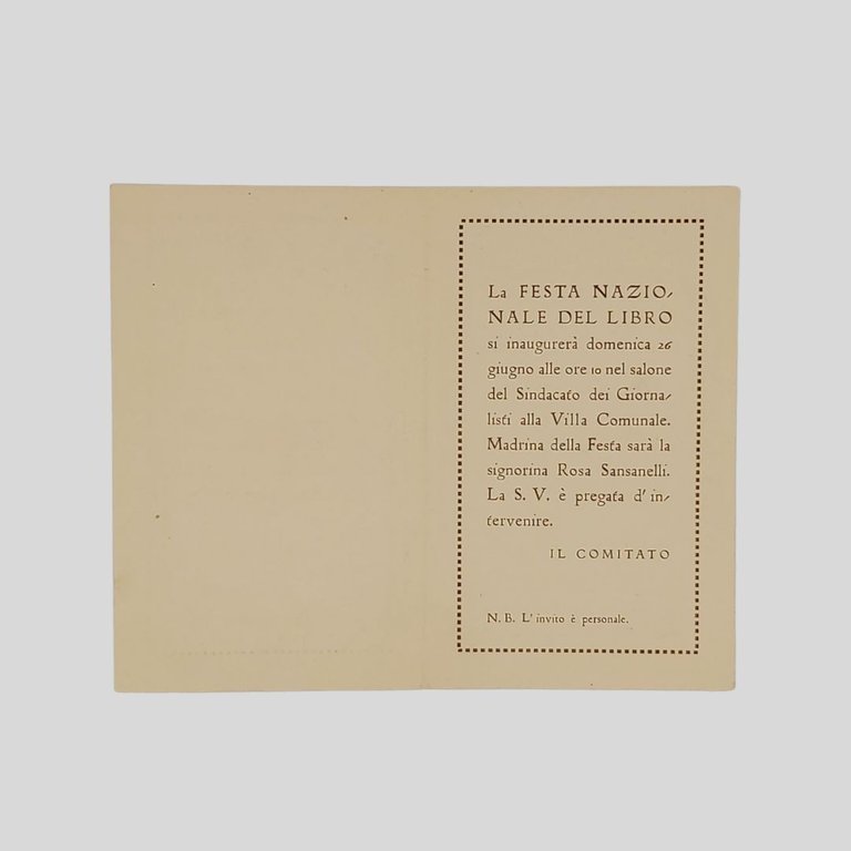 Invito nominale, intestato a Achille Macchia, per l’inaugurazione della Festa … | Immagine Gallery 2