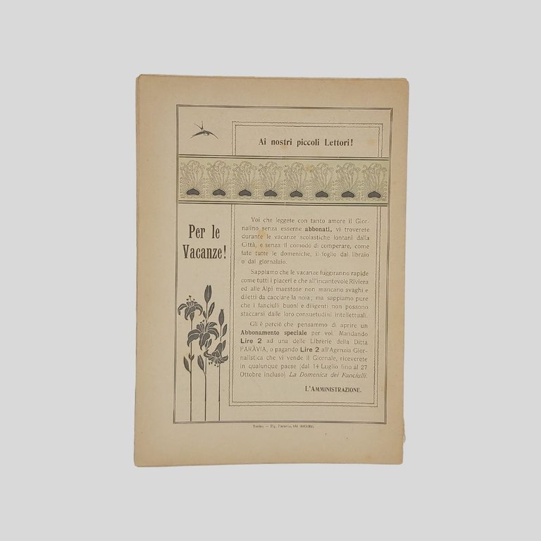 La domenica dei fanciulli. Giornale settimanale illustrato.