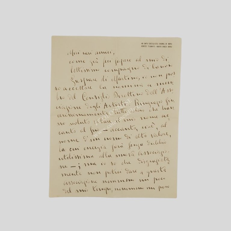 Lettera autografa firmata, datata ’27 luglio 1916', completa di busta. …