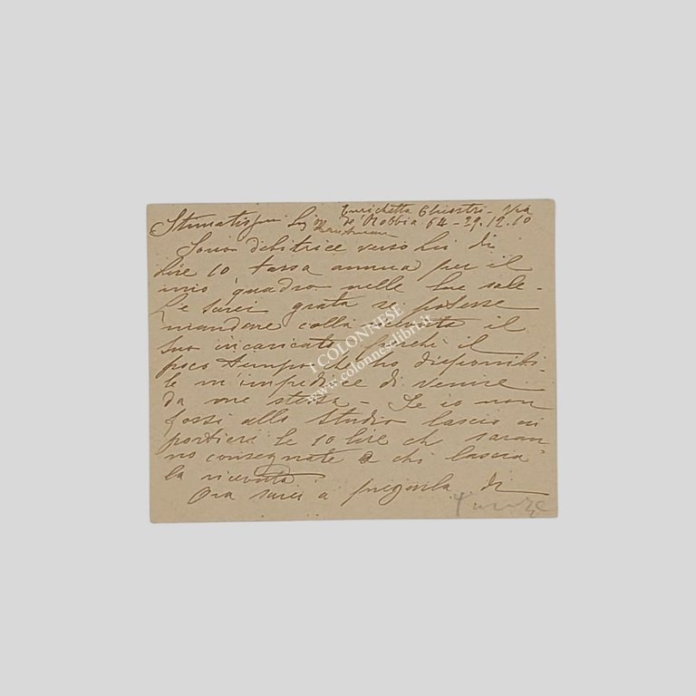 Lettera autografa firmata, datata [Firenze] 29.12.1910, Via dei Della Robbia …