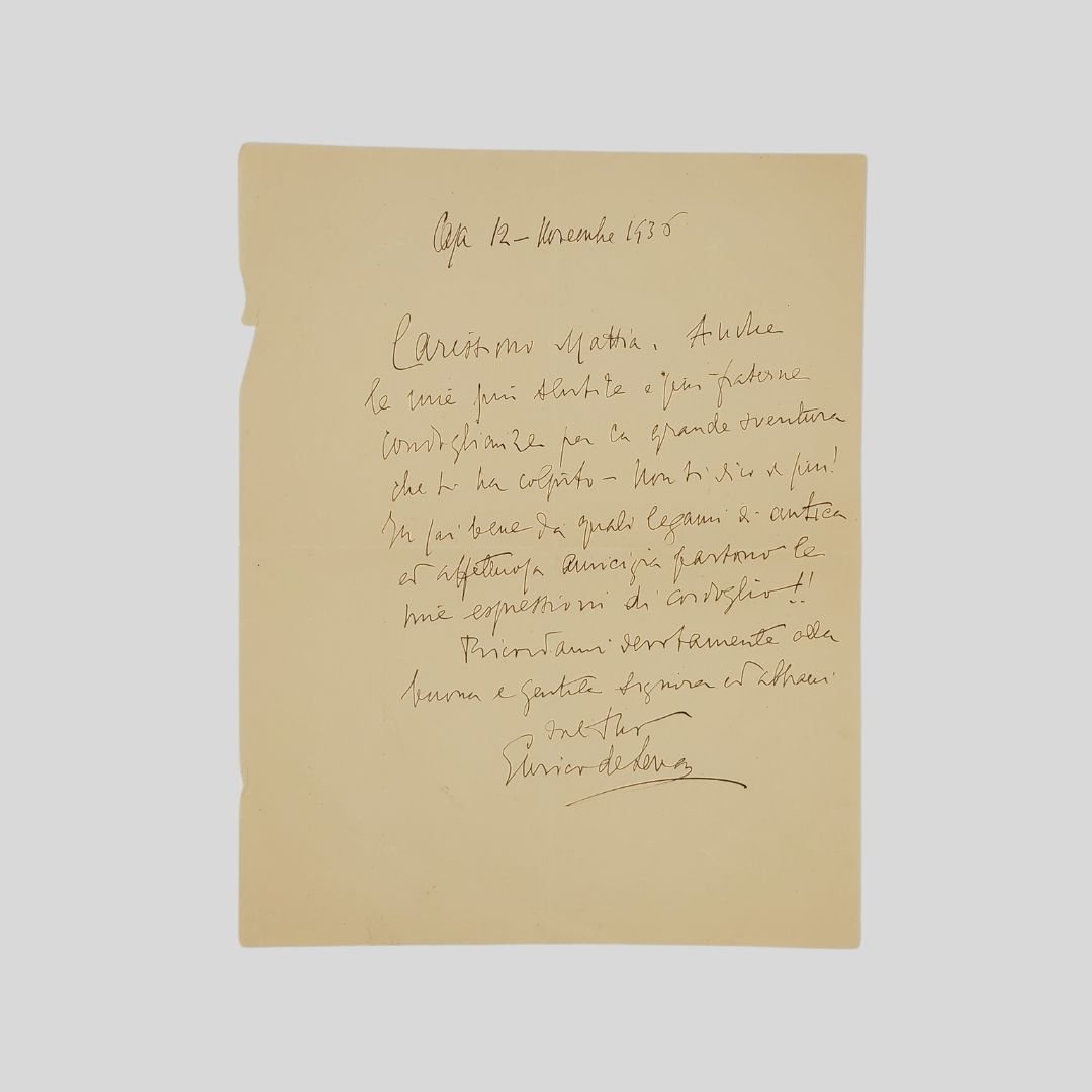 Lettera autografa firmata. Indirizzata a destinatario sconosciuto [Mattia Limoncelli? n.d.c.], …