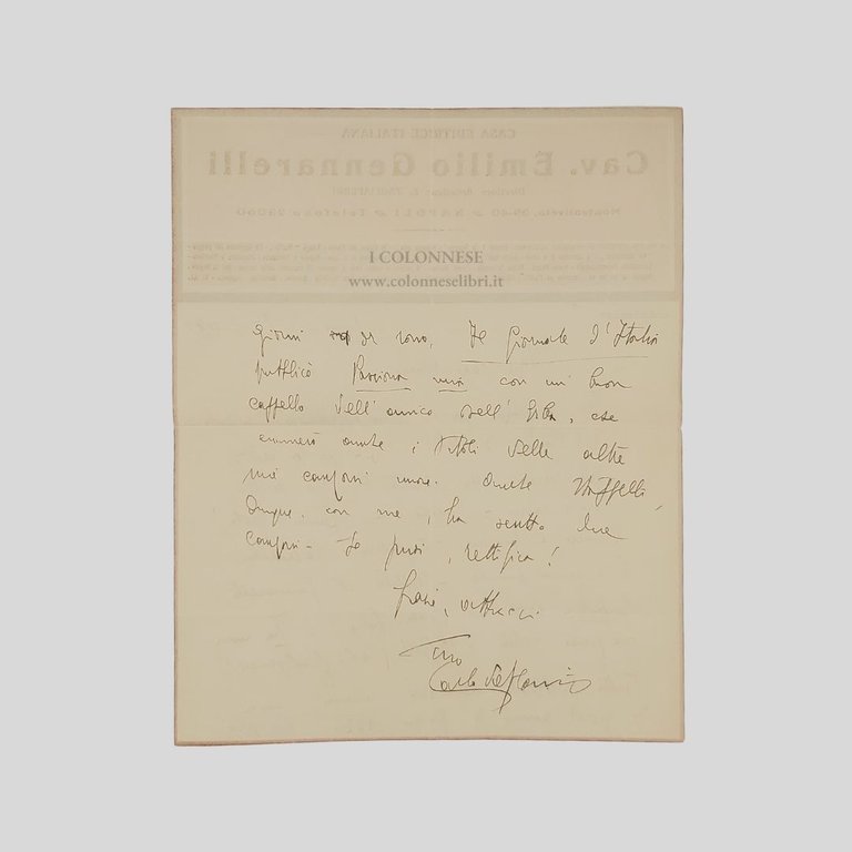 Lettera autografa firmata, indirizzata a Diego [Petriccione], datata ”Napoli, 1 …