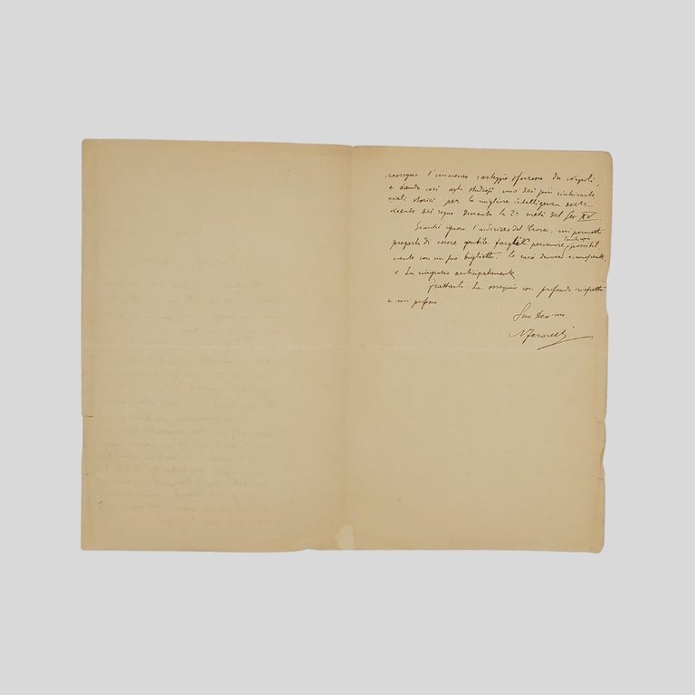 Lettera autografa firmata, indirizzata a Floriano Del Secolo, datata “Milano …