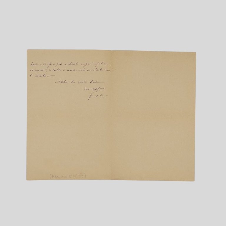 Lettera autografa firmata. Indirizzata a Giuseppe Castelli. 'Napoli 27 dicembre …