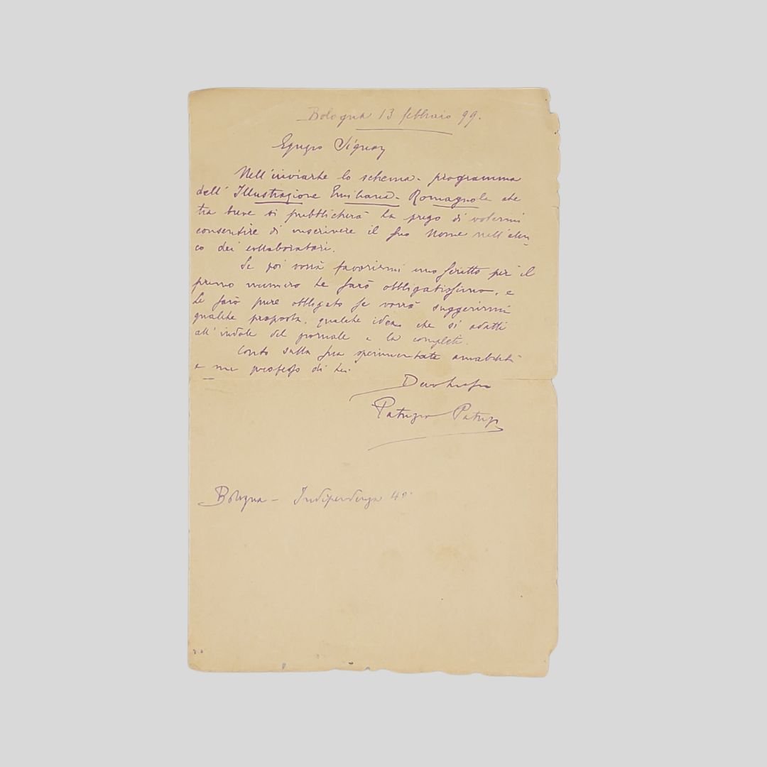 Lettera autografa firmata indirizzata a un giornalista sconosciuto [Floriano Del …