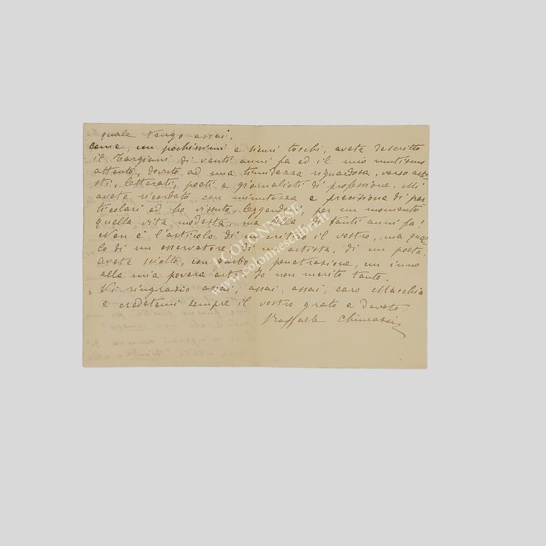 Lettera autografa firmata, indirizzata al giornalista Achille Macchia. Non datata …