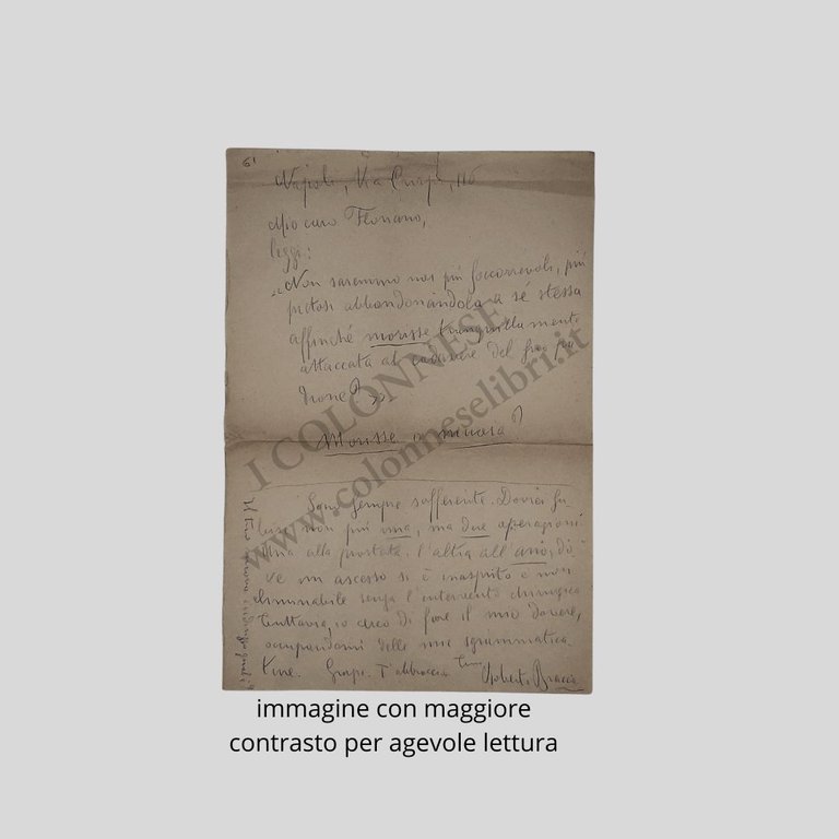 Lettera autografa firmata. Indirizzata al giornalista Floriano Del Secolo.