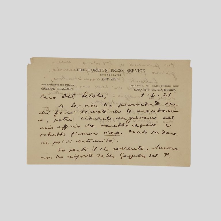 Lettera autografa firmata. Indirizzata al giornalista Floriano Del Secolo, datata … | Immagine Gallery 1