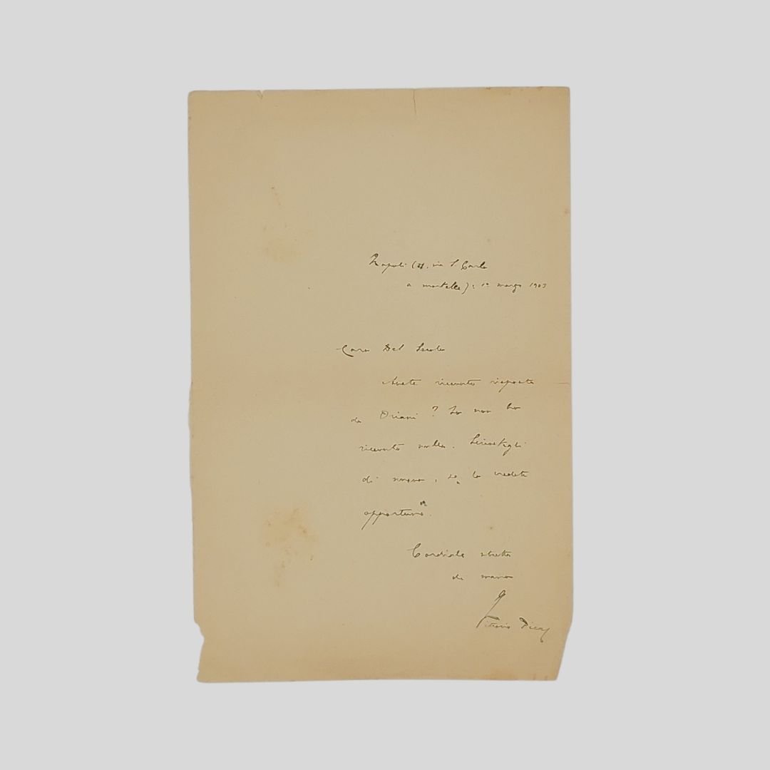 Lettera autografa firmata indirizzata al giornalista Floriano Del Secolo. Datata …